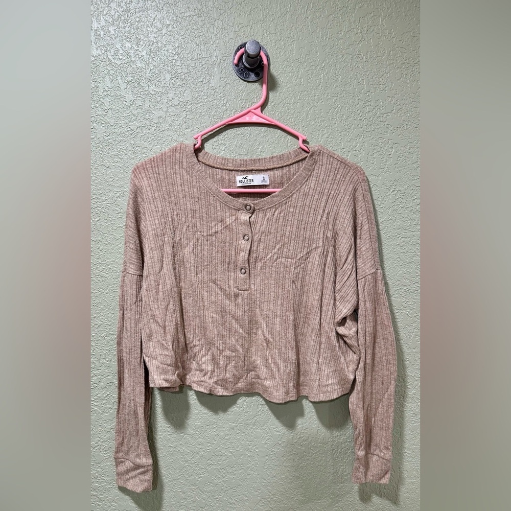 Hollister Tan Ribbed Crop Top